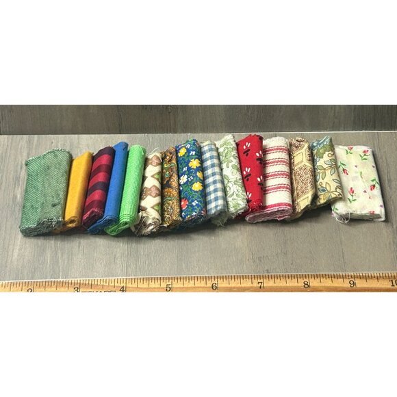 Vintage Miniature Dollhouse Fabric 'Bolts' Scrap Bundle Assortment - Picture 2 of 3